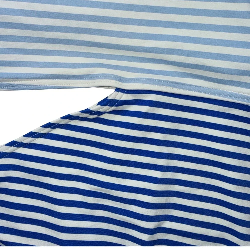 Kate Spade One Shoulder One Piece Swimsuit Large‎ Blue Ringmaster Stripe Cutout